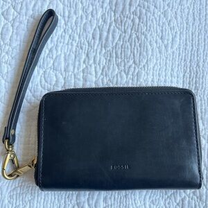 Fossil Midnight Black Leather Clutch